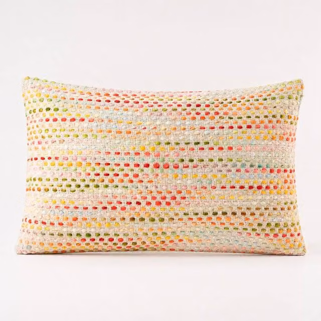 Serenityy Multicolour Cotton Textured Rectangular Lumbar Cushion Cover, W: 50 cm, H: 30 cm