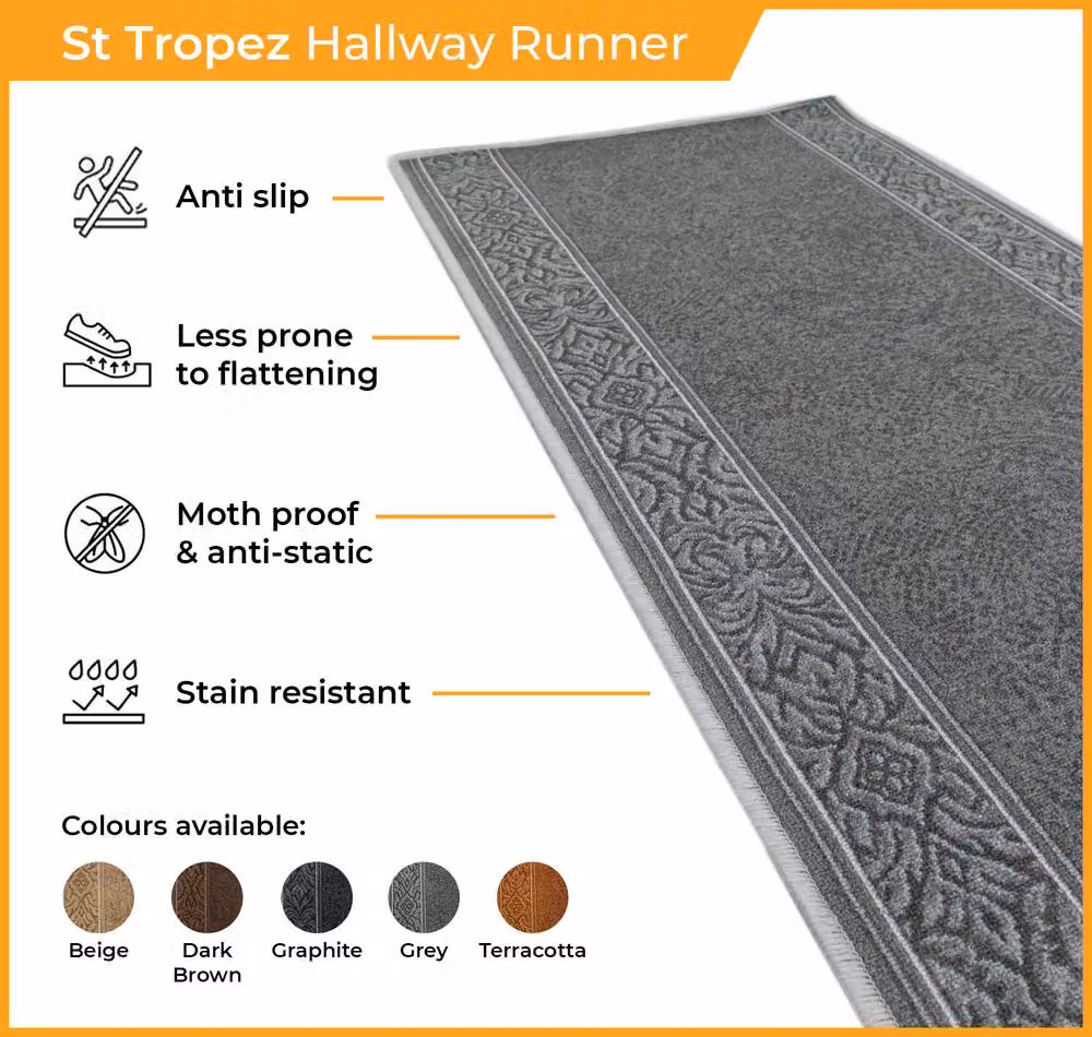 runrug St Tropez Hallway Runner Rug in Dark Brown, W/D: 100 x 180 cm – 3
