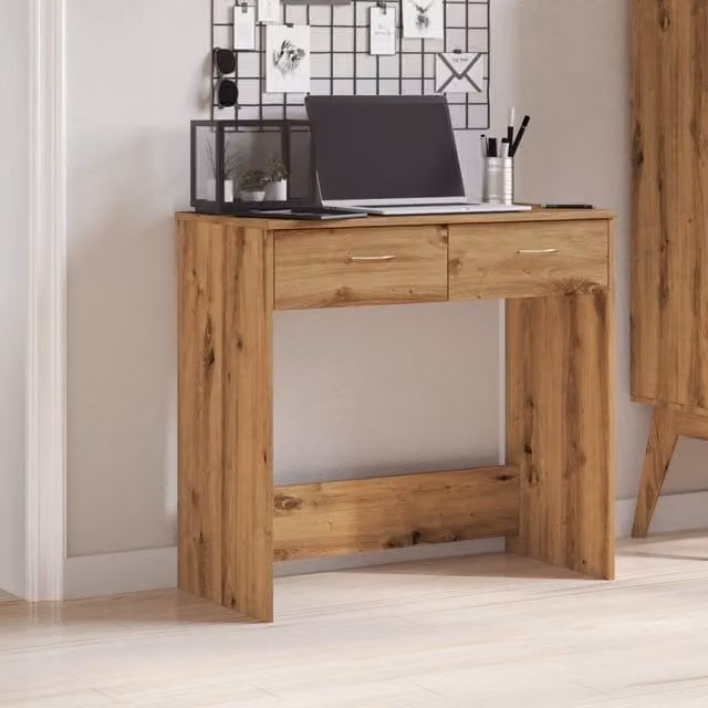 Berkfield Artisan Oak Writing Desk in Brown, W/D/H: 80 x 40 x 75 cm – 1