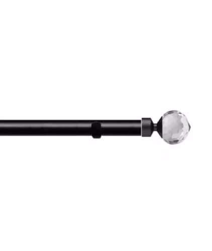 New Edge Blinds Black Metal Eyelet Curtain Pole Set, 80 cm Width