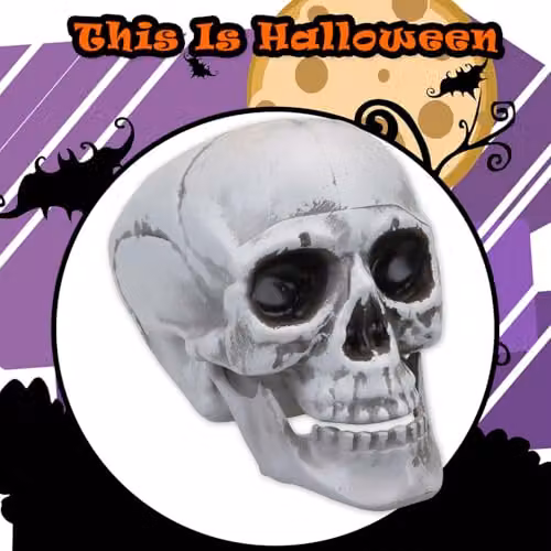 VFM e-Store Large Skull Decoration with Moving Jaw in White, Height: 19 cm – 8