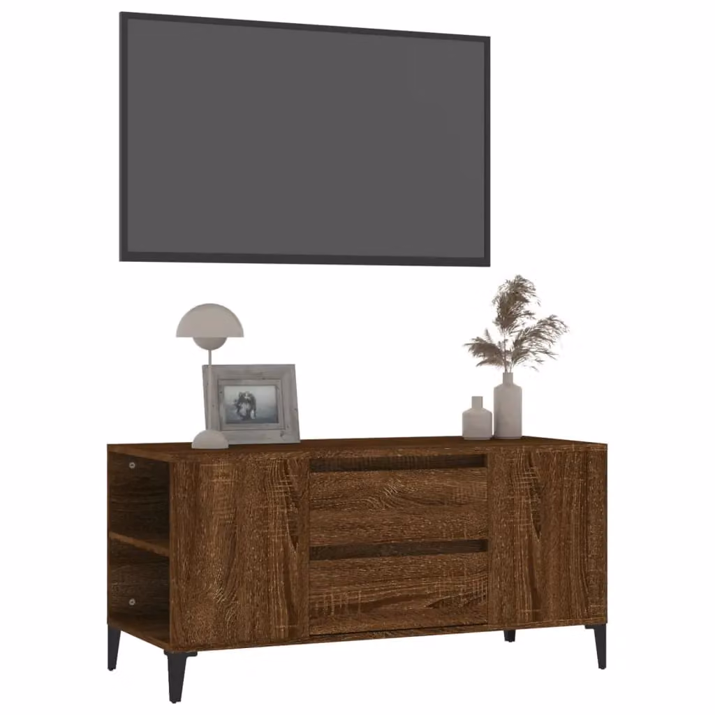 Berkfield Home Brown Oak TV Cabinet, W: 102 cm, D: 44.5 cm, H: 50 cm – 3