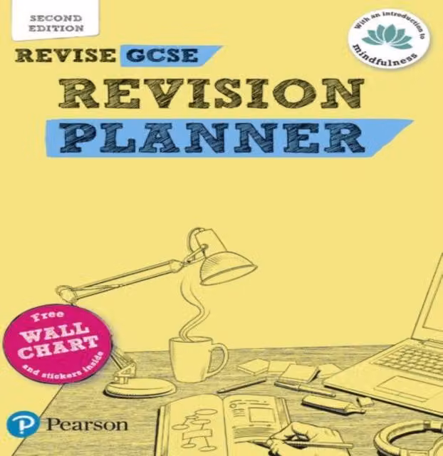 Pearson REVISE GCSE Revision Planner for 2026 and 2027 Exams, Yellow and Multicolour Spiral Notebook