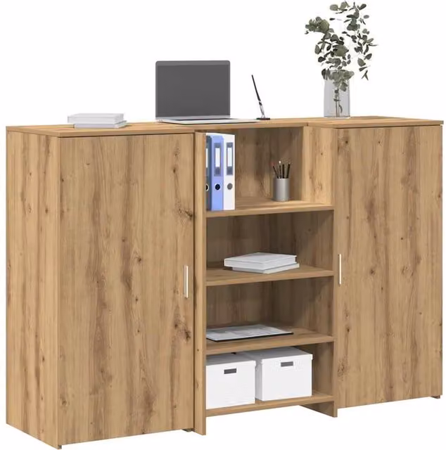 Berkfield Home Artisan Oak Reception Desk in Brown, W/D/H: 155 x 50 x 103.5 cm – 1