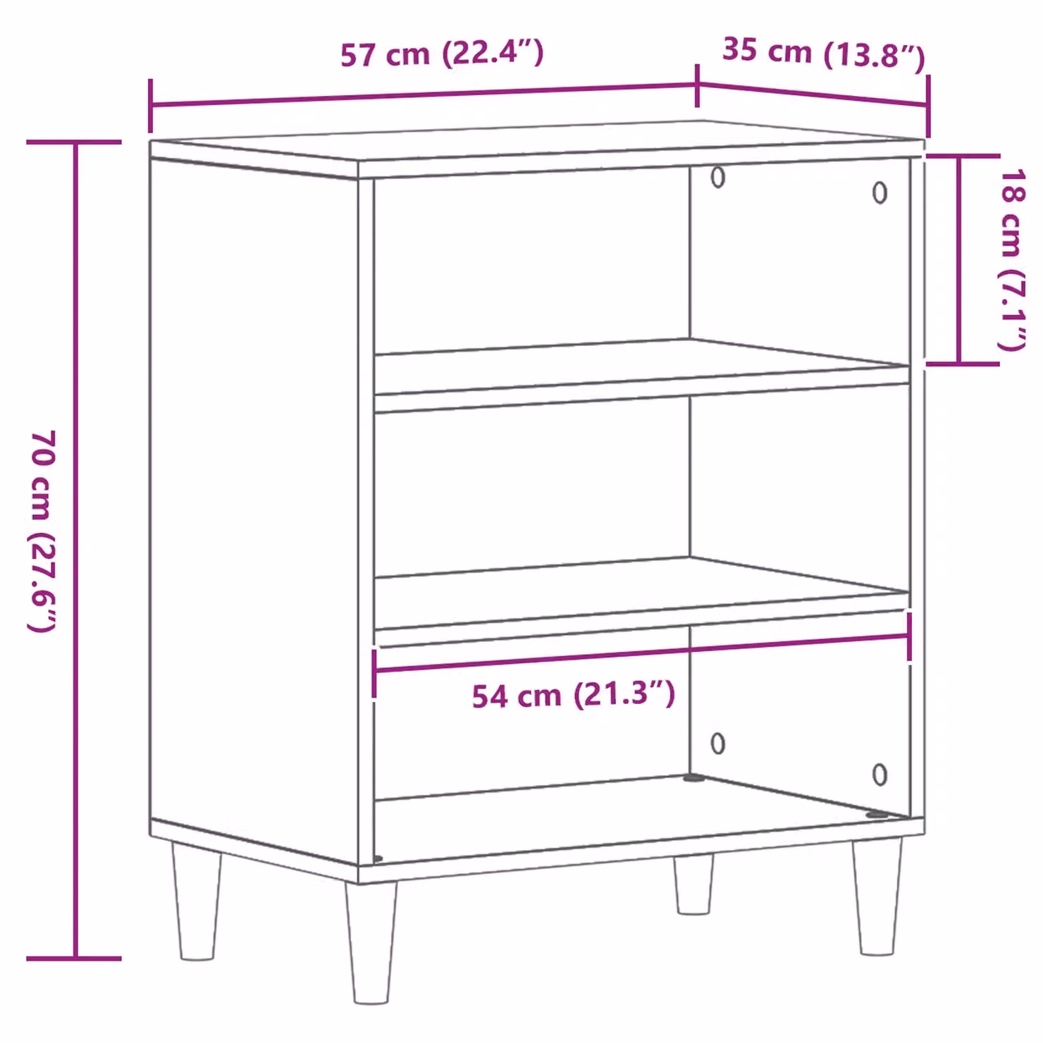 Berkfield Home Black Oak Sideboard, W: 57 cm, D: 35 cm, H: 70 cm – 6