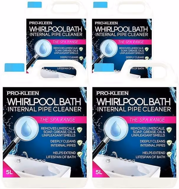 ProKleen Whirlpool and Hot Tub Bath Internal Pipe Cleaner, 4 x 5 l, Clear