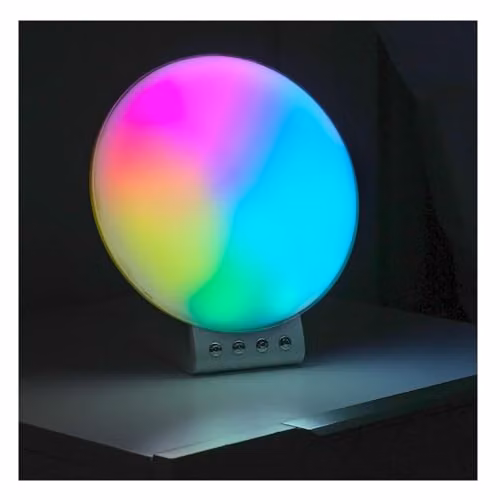 ValueLights Smart Sunrise Alarm Clock Wake Up Light in White with 2-in-1 Wireless Charger, Dual Alarms, Snooze Function and RGBIC Multicolour Lighting, Compatible with Amazon Alexa and Google Assistant – 8