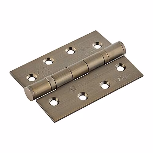 Loops 2 Pair Antique Brass 13 Ball Bearing Butt Hinges H: 102 mm, W: 76 mm, D: 3 mm – 2