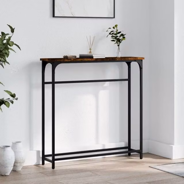 Berkfield Home Industrial Console Table in Smoked Oak Brown, W/D/H: 75 x 19.5 x 75 cm – 1