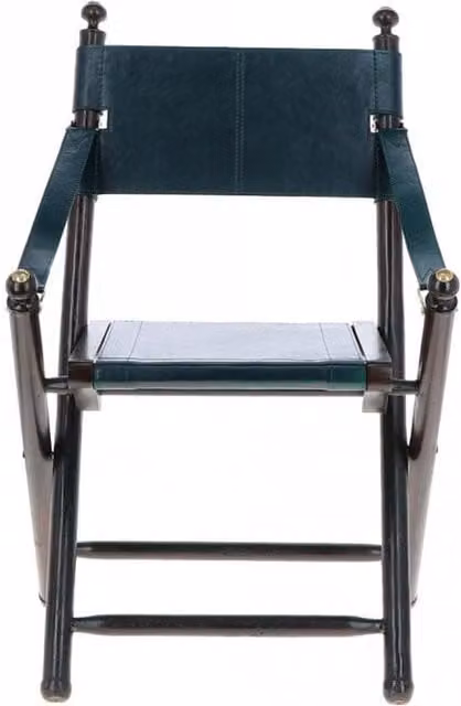 Vintage Vin 37 Folding Leather Chair in Green with Ashwood Frame
