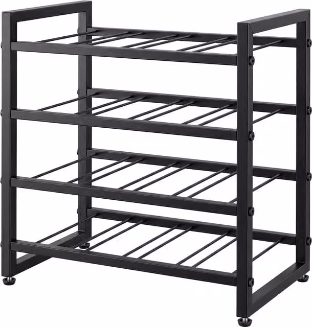 Levede 16 Bottle Metal Countertop Wine Rack Organiser, 4 Tier, Black, W/D/H: 43.0 x 23.0 x 41.0 cm