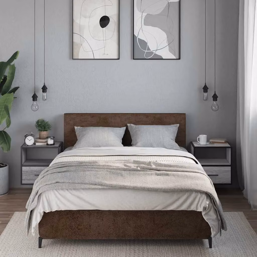 Berkfield Home Wall-mounted Bedside Cabinets, 2 Pack, Grey, W: 40 cm, D: 31 cm, H: 39.5 cm – 3