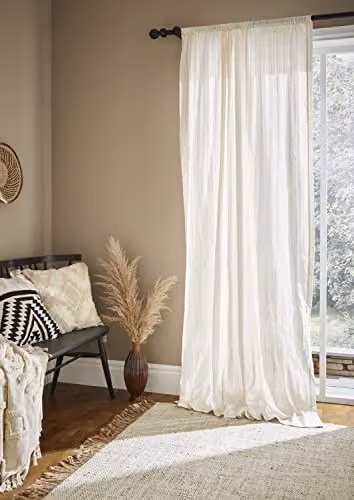 Pineapple Elephant Zofia Broderie Anglaise Cotton Voile Curtain Panel in Natural, W: 140 cm, H: 229 cm – 1
