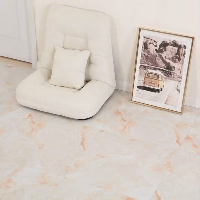 Gr8 Home 36 Piece Self Adhesive Marble Effect PVC Floor Tiles in White and Pink
