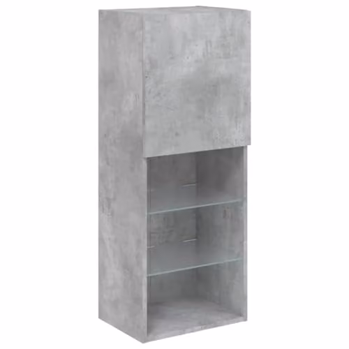 vidaXL Modern Wall Mounted TV Cabinet with Integrated LED Lighting in Grey, W/D/H: 40.5 x 30 x 102 cm