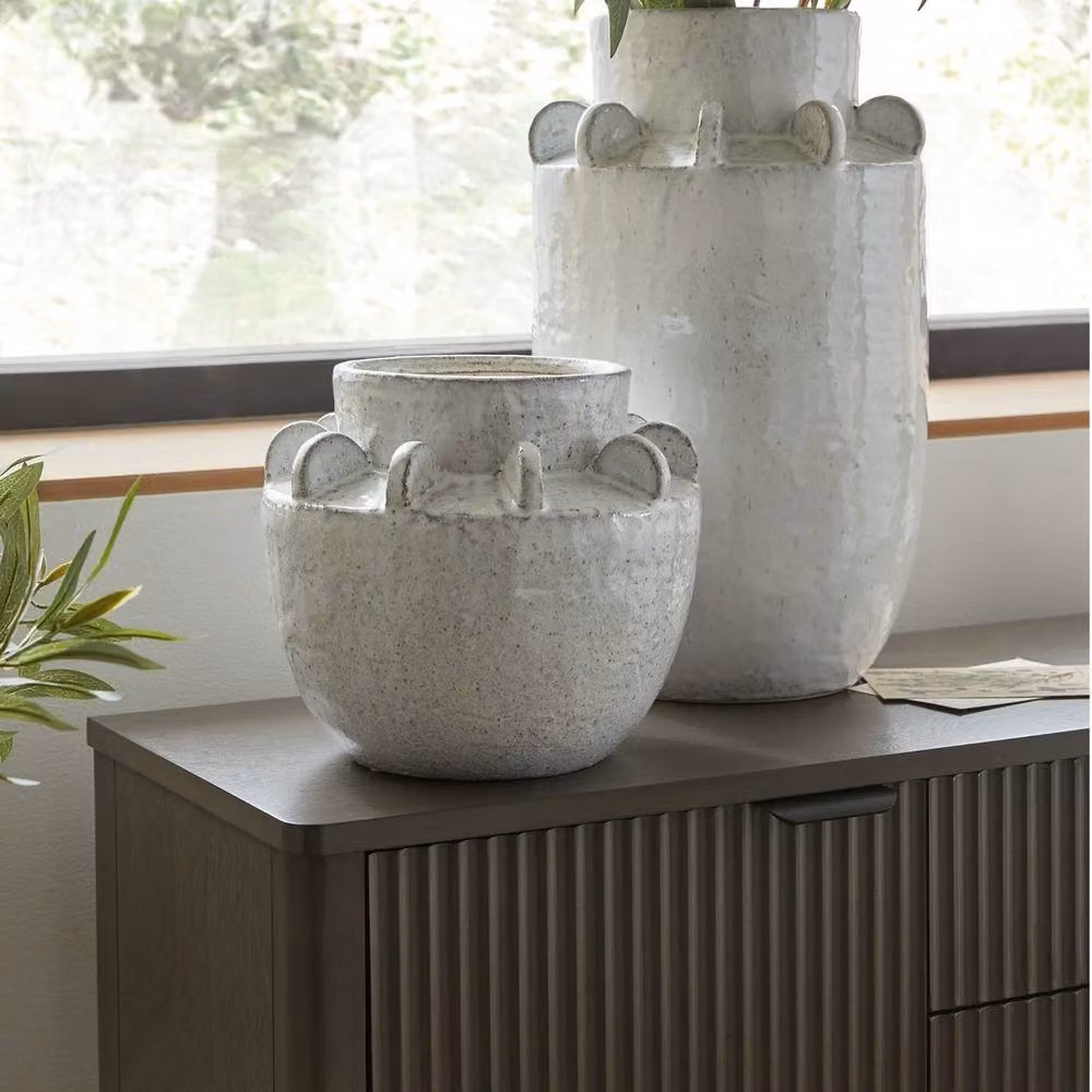 Lemon Pavilion Furniture and Decor Dara Medium Hydria Vase, White Ceramic, W: 23 cm, D: 23 cm, H: 22 cm – 2