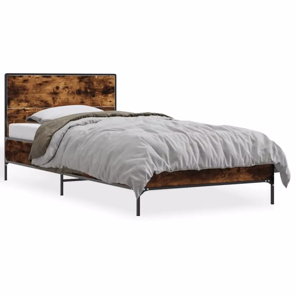 Berkfield Home Smoked Oak Bed Frame in Brown, W/D/H: 100 x 200 cm – 2