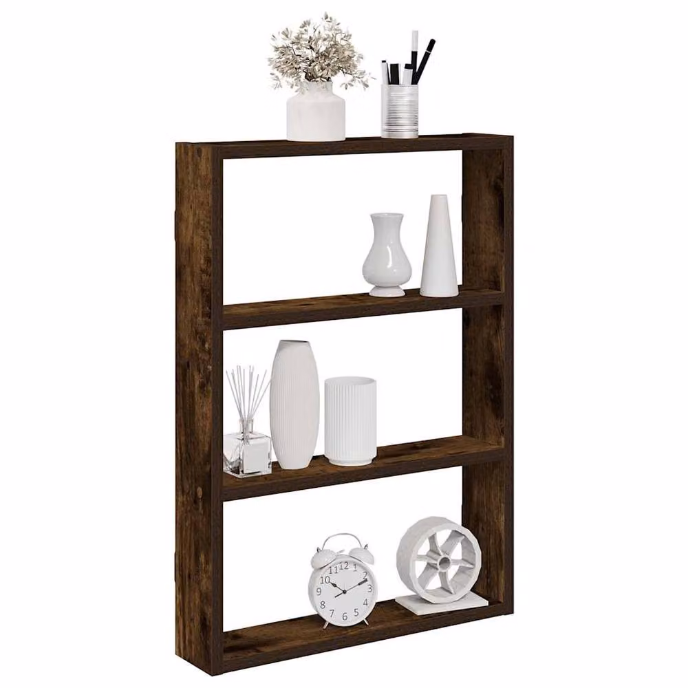 Berkfield Home Smoked Oak Wall Shelf, Brown Engineered Wood, W/D/H: 60 x 43 x 9 cm – 2