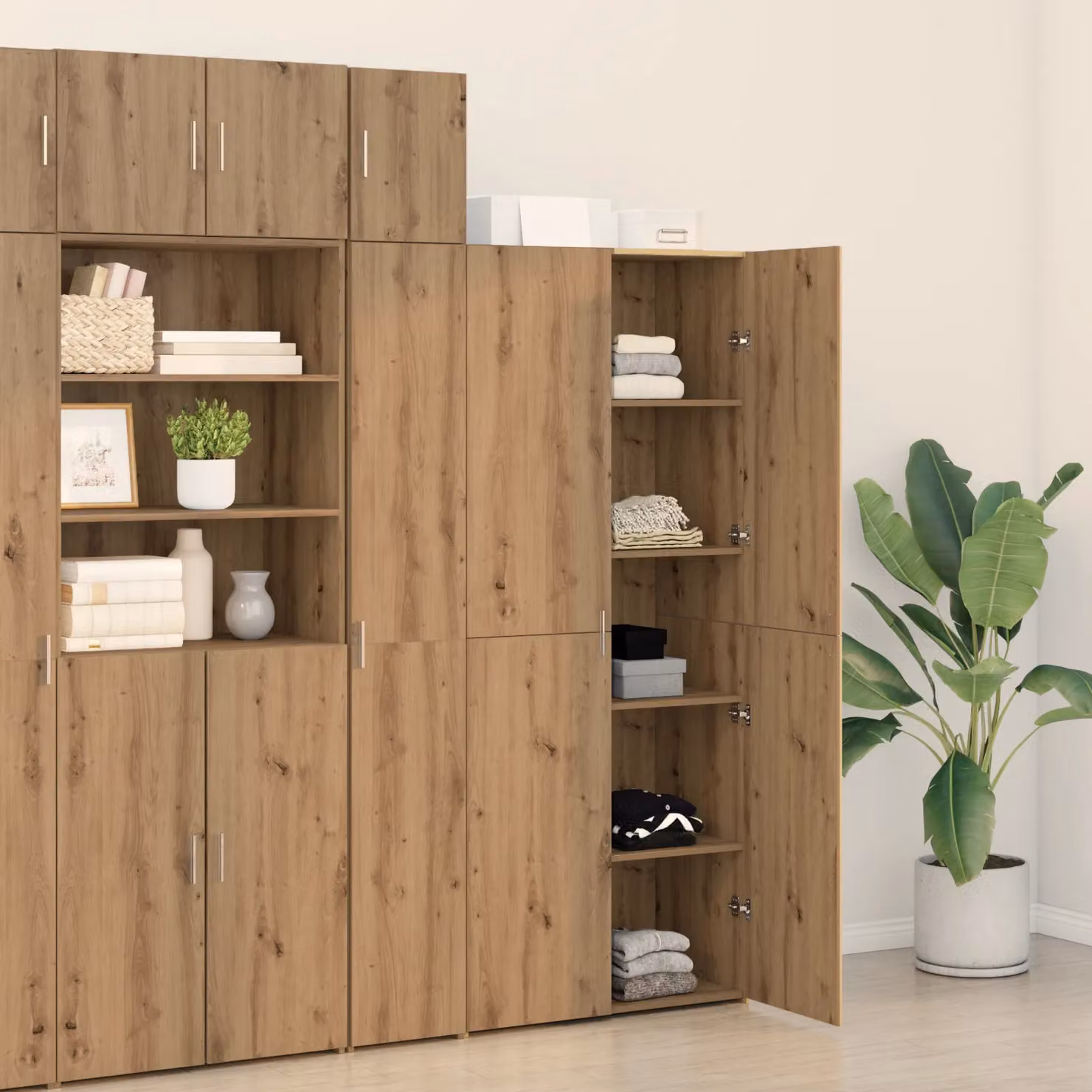 Berkfield Home Artisan Oak Highboard in Brown, W: 40 cm, D: 42.5 cm, H: 185 cm – 2