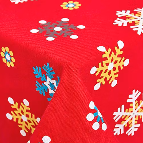 Homescapes Rectangular Cotton Christmas Tablecloth in Red, White, Yellow and Blue, W/D/H: 137 x 178 cm – 2