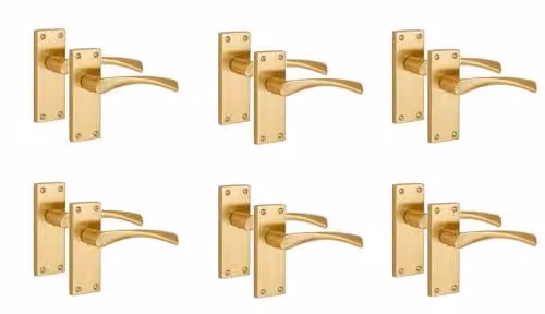 Golden Grace Astrid Scroll Interior Door Handle Set in Satin Brass, 6 Pairs