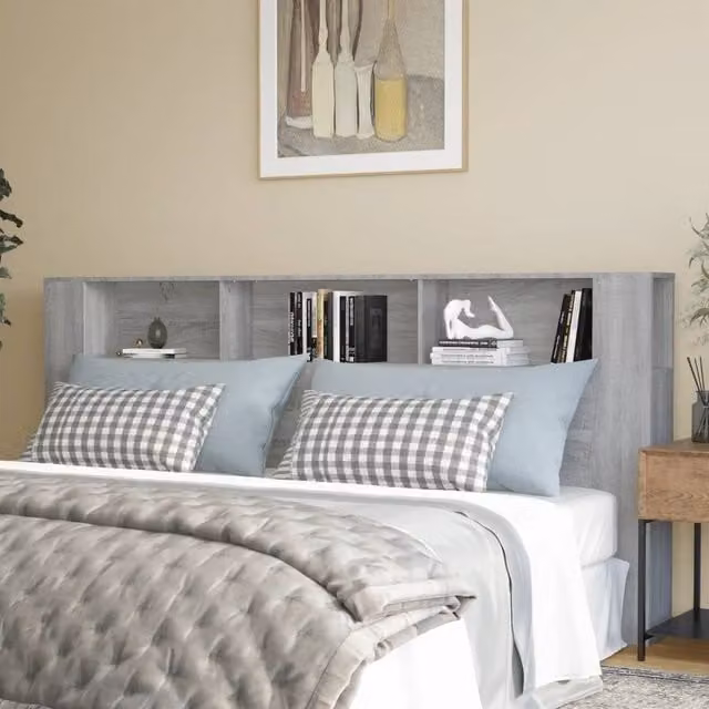 Berkfield Home Headboard Cabinet in Grey Sonoma, W: 220 cm, D: 18.5 cm, H: 104.5 cm