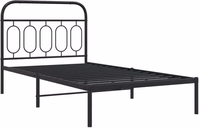 Berkfield Home Metal Bed Frame with Headboard in Black, W/D/H: 100 x 190 x 105 cm – 1