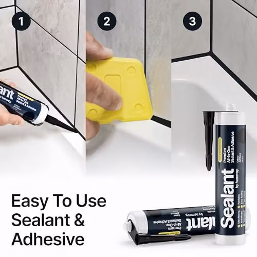 Hemway MS Polymer Kitchen and Bathroom Sealant and Adhesive, Black, 3 x 300ml – 2
