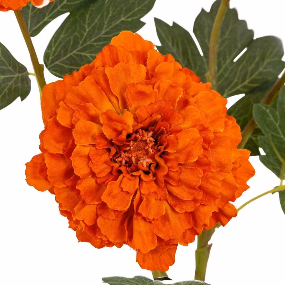 Lemon Pavilion Orange and Red African Marigold Large Artificial Flower Spray, W: 11 cm, D: 11 cm, H: 100 cm – 3