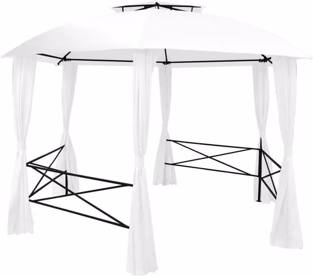 Berkfield Home Garden Marquee with Curtains, White, W/D/H: 360 x 312 x 265 cm