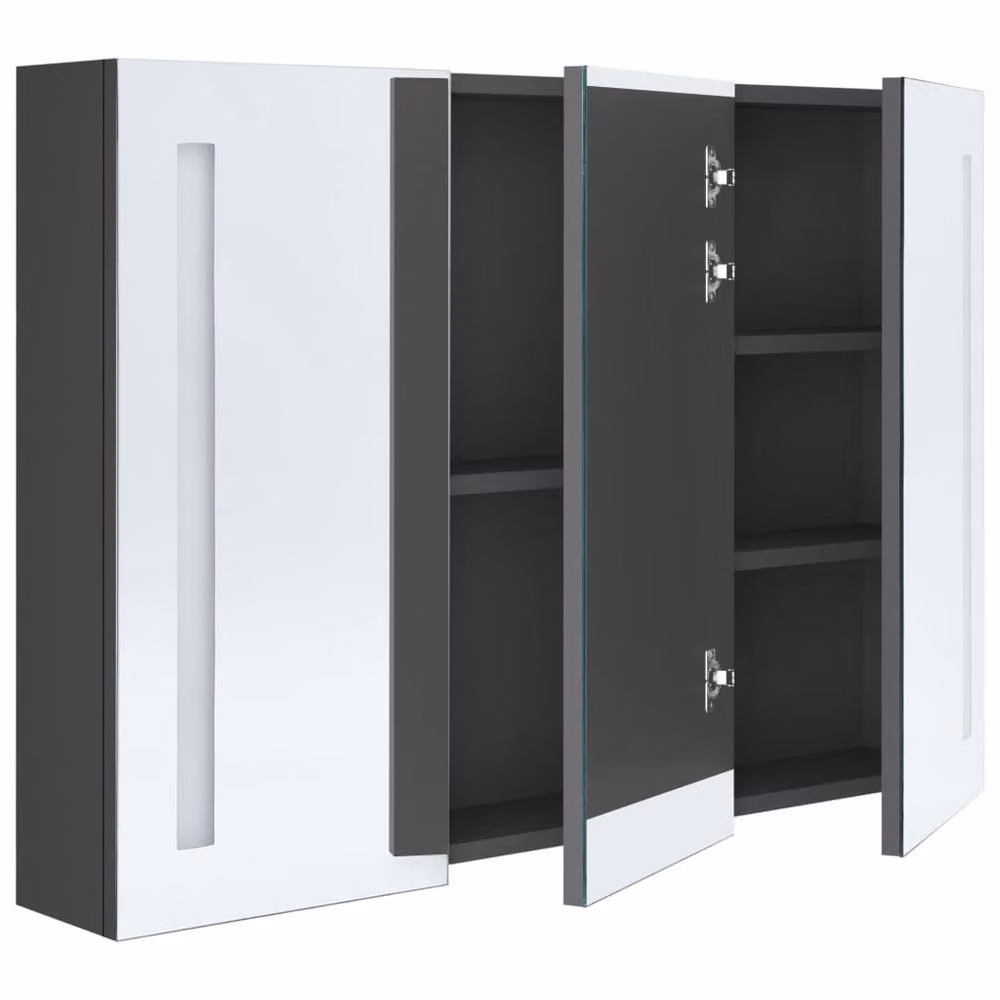 Berkfield Home LED Bathroom Mirror Cabinet in Grey, W/D/H: 89 x 14 x 62 cm – 3