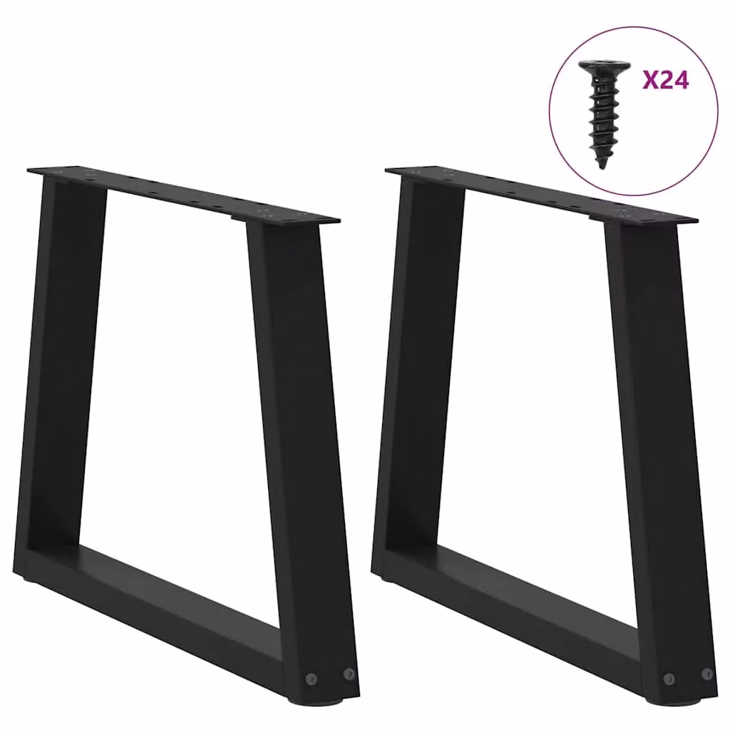 Berkfield Home V-Shape Dining Table Legs, 2 Piece Black Steel Set, H: 70 cm, W: 42-43.3 cm – 1