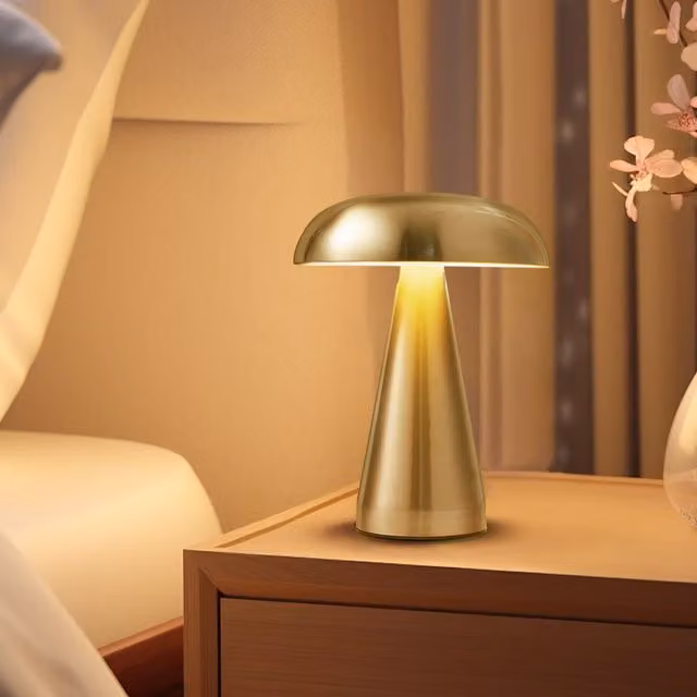 Kidkid Dimmable Mushroom-Shaped Table Lamp in Gold/Brass