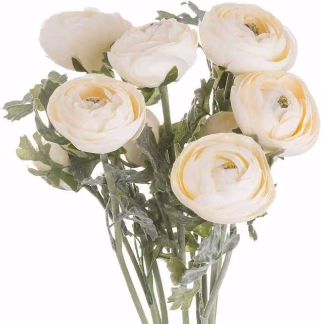 Lemon Pavilion Ranunculus Artificial Flower in Beige and White, W25 x D15 x H58 cm