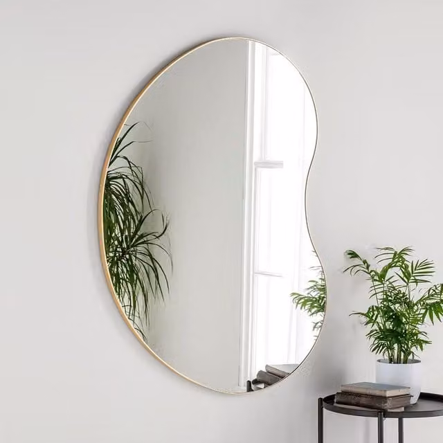 Yearn Mirrors Large Pebble Wall Mirror in Gold, W: 111 cm, H: 81 cm