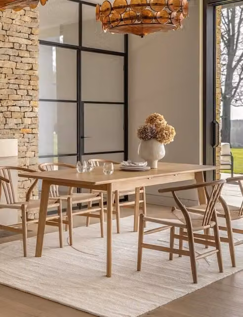 Gallery Direct Nord Oak Extending Rectangular Dining Table for 6-8 Adults in Brown
