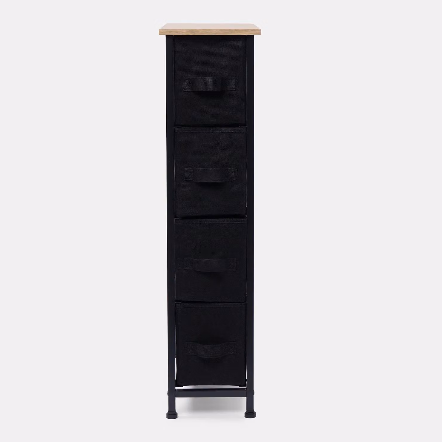 OHS Narrow 4 Drawer Fabric and Metal Storage Cabinet Bedside Table in Black – 3