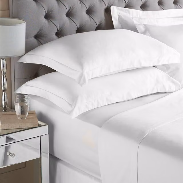Paoletti White 200 Thread Count Cotton Percale Fitted Sheet, W/D/H: 200 x 200 cm