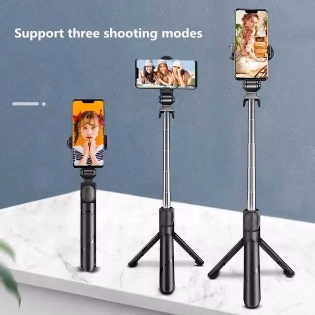 NESTLUNE Universal Selfie Stick with Bluetooth Remote and Phone Holder Tripod Stand, Black – 1