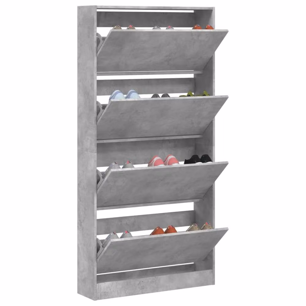 Berkfield Home Modern Shoe Cabinet in Grey with 4 Tilting Compartments, W: 80 cm, D: 21 cm, H: 163.5 cm – 2
