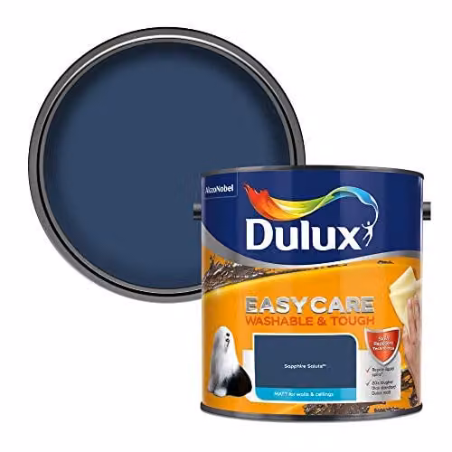 Dulux Easycare Washable and Tough Matt Emulsion Paint for Walls and Ceilings, Sapphire Salute Blue, 2.5L – 1