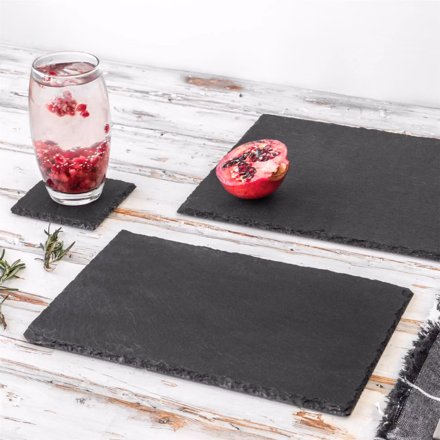 Argon Tableware 13pc Grey Slate Rectangle Placemats and Coasters Set – 6