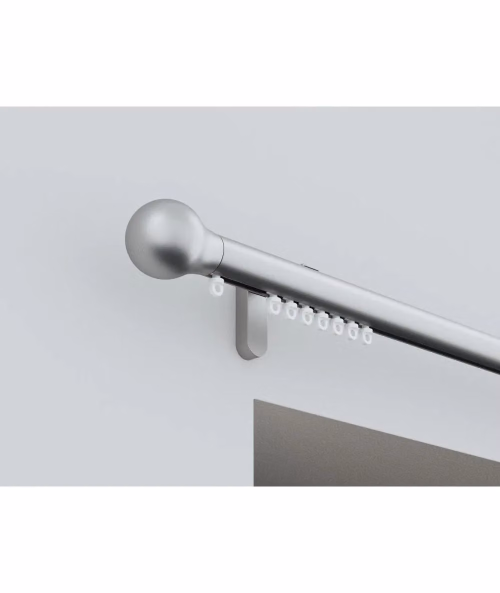New Edge Blinds Styleline Gliding Curtain Pole Set with Ball End, Silver, Width: 380 cm – 2