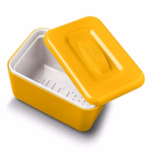 Zeal Insulated Melamine Butter Dish with Lid, 500g Capacity, Mustard Yellow – 1