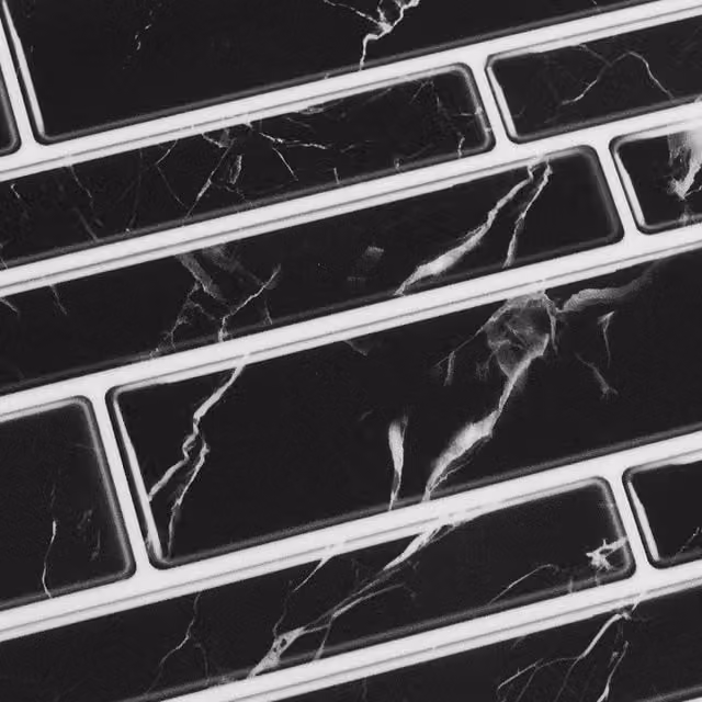 Livingandhome 20 Piece Self-Adhesive Marble Effect Wall Tile Stickers in Black and White