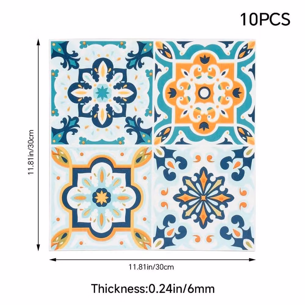 EONLION HF070464 Self-Adhesive Blue Vinyl Floor Tiles, 10 Pack, W/D/H: 30 x 30 cm – 2