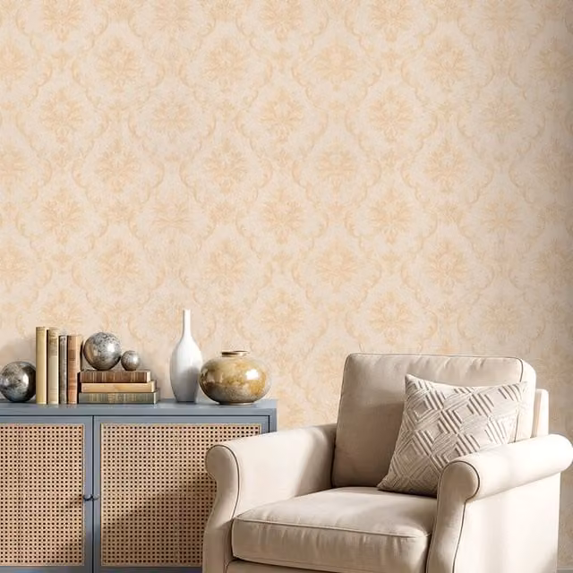 Lifeideas 3D Embossed Non-Woven Floral Botanical Wallpaper in Gold Style B
