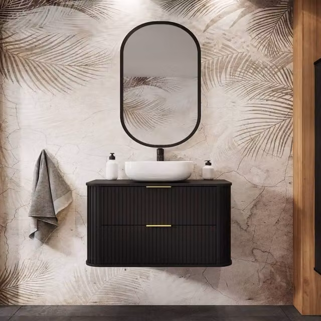 Heze Furniture Glamour Style 2 Drawer Bathroom Vanity Cabinet in Black W/D/H: 120 x 41.5 x 51.7 cm – 1