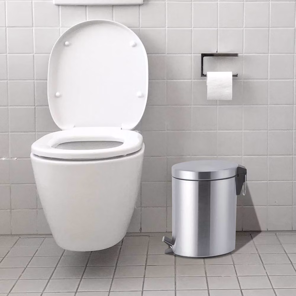 BARGAINS-GALORE 5 Litre Metal Chrome Pedal Bin in Metallic Silver – 2