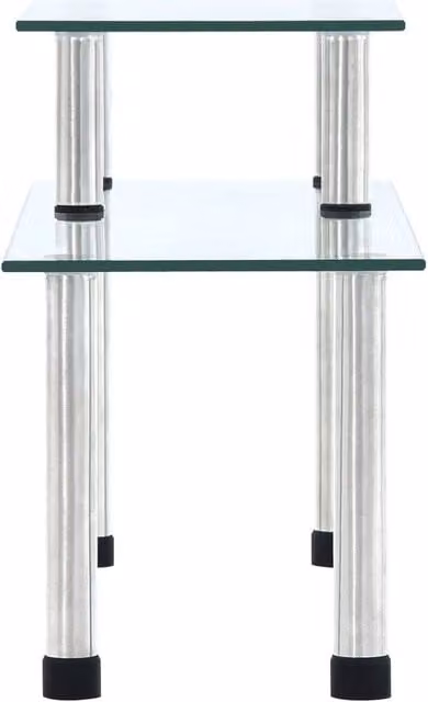 Berkfield Home Transparent Tempered Glass Kitchen Shelf with Silver Metal Frame, W/D/H: 45 x 16 x 26 cm